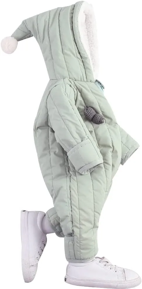 Waterproof Baby Snowsuit Puffer Outift Fleece Lined Romper infant Winter Outerwear Hooded