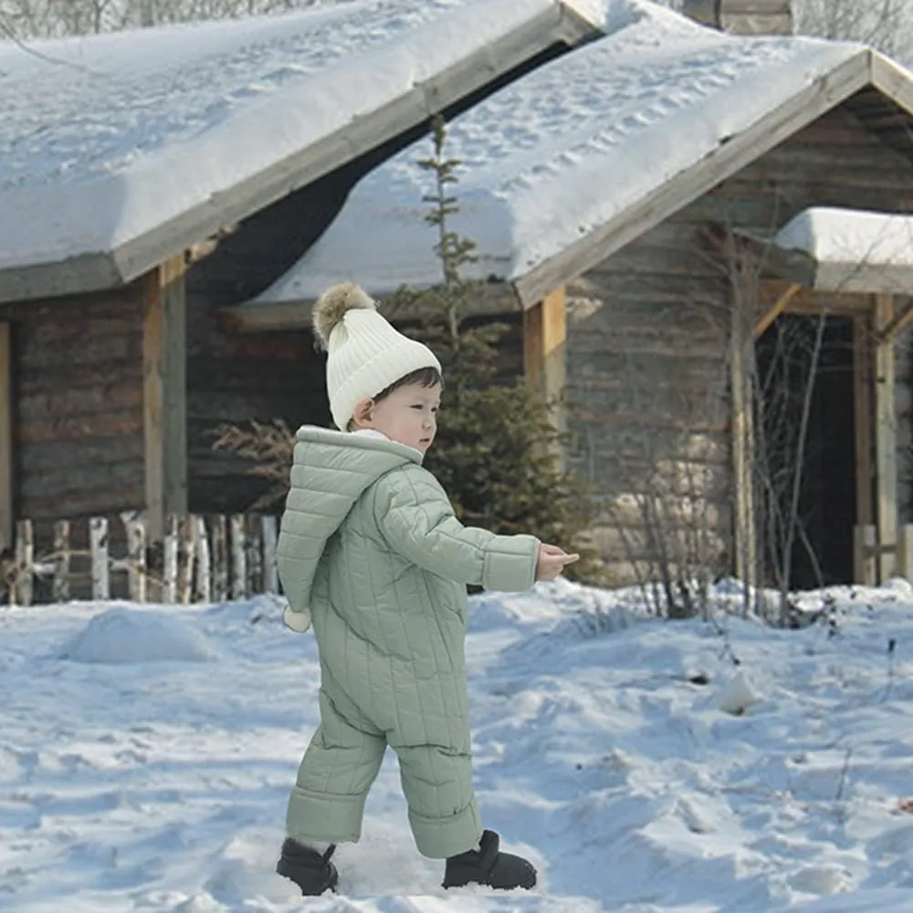 Waterproof Baby Snowsuit Puffer Outift Fleece Lined Romper infant Winter Outerwear Hooded