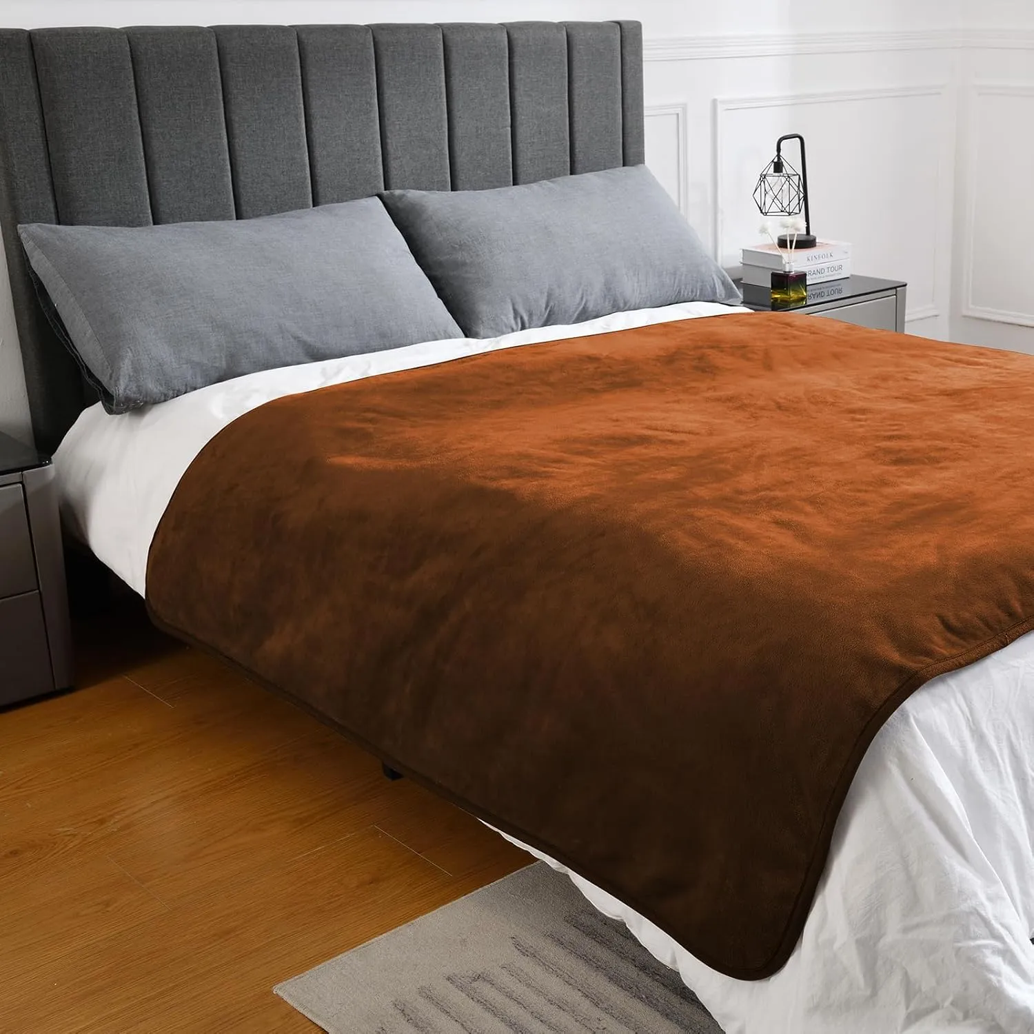 Waterproof Blanket for Bed Couch Sofa, Soft Liquid Pee Proof Pet Blanket for Dog Puppy Cat, Reversible Sherpa Fleece Furniture Protector (Caramel, 50x60 inches)