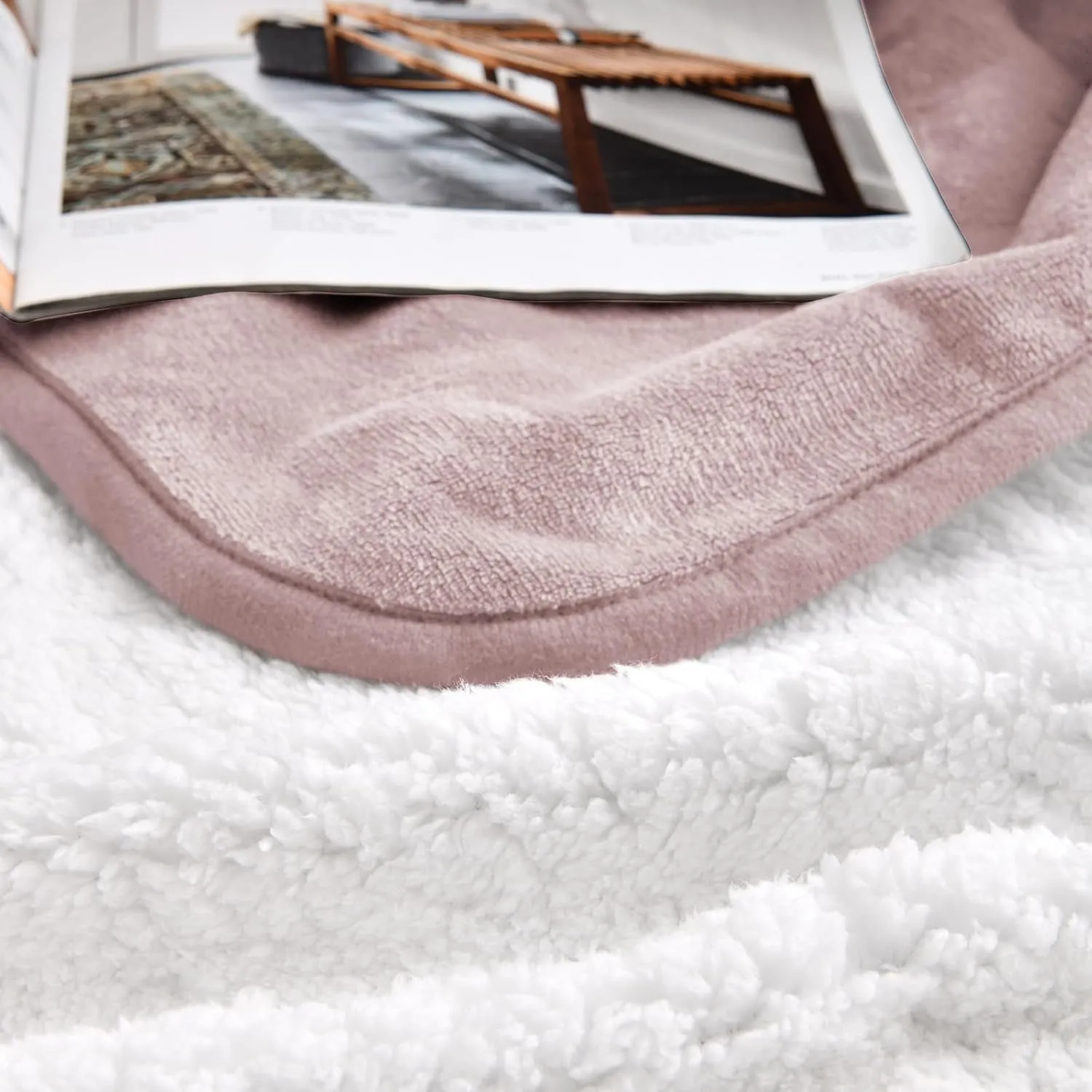 Waterproof Blanket for Bed Couch Sofa, Soft Liquid Pee Proof Pet Blanket for Dog Puppy Cat, Reversible Sherpa Fleece Furniture Protector (Dusty Pink, 60x80 inches)