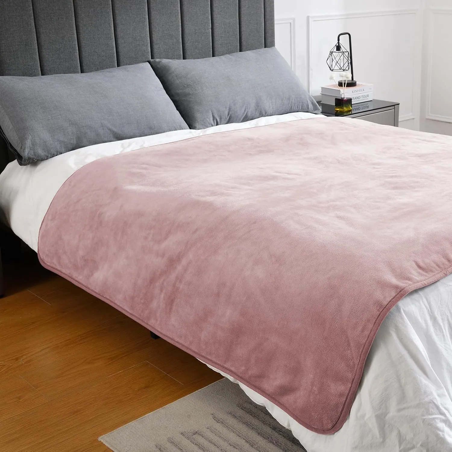 Waterproof Blanket for Bed Couch Sofa, Soft Liquid Pee Proof Pet Blanket for Dog Puppy Cat, Reversible Sherpa Fleece Furniture Protector (Dusty Pink, 60x80 inches)
