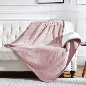 Waterproof Blanket for Bed Couch Sofa, Soft Liquid Pee Proof Pet Blanket for Dog Puppy Cat, Reversible Sherpa Fleece Furniture Protector (Dusty Pink, 60x80 inches)