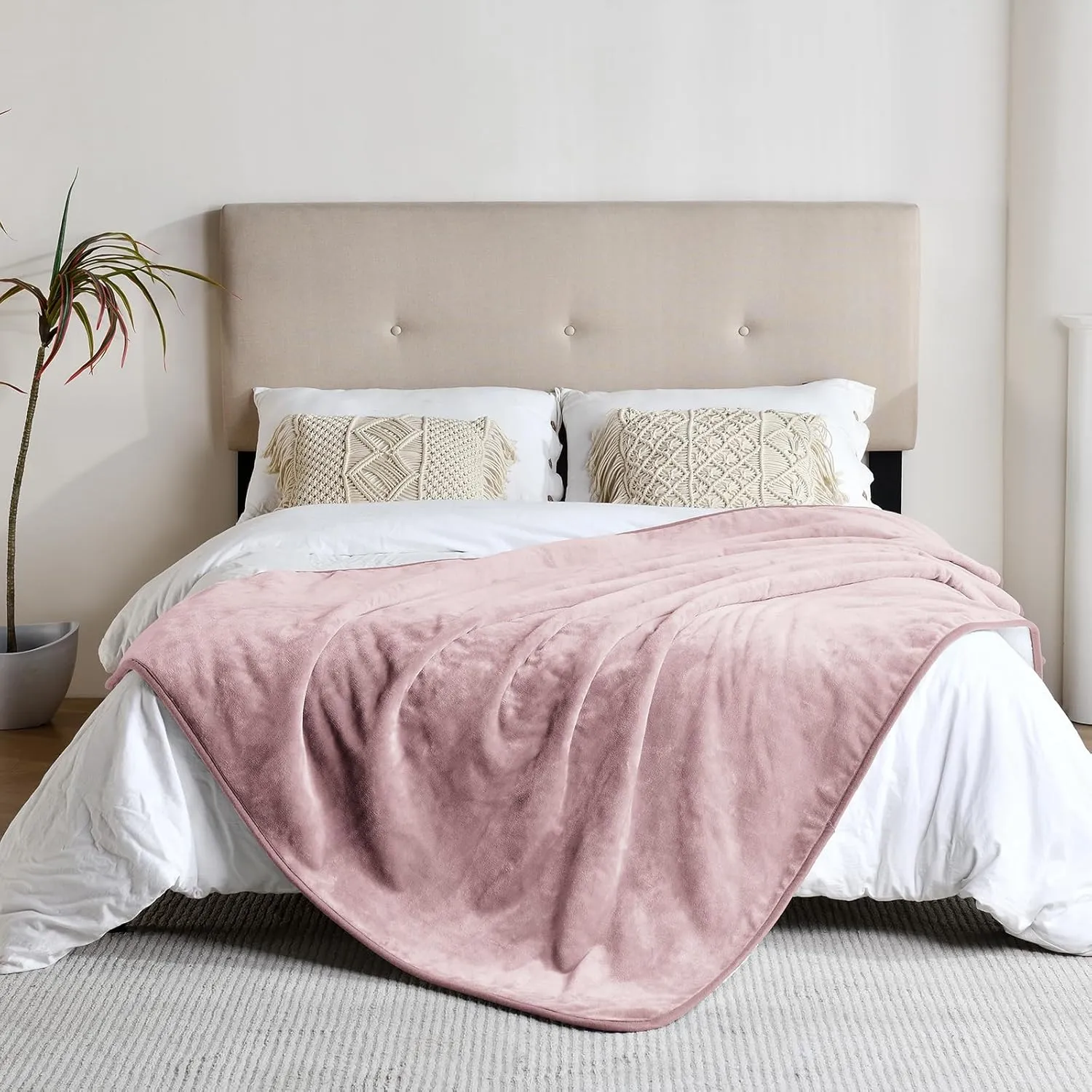 Waterproof Blanket for Bed Couch Sofa, Soft Liquid Pee Proof Pet Blanket for Dog Puppy Cat, Reversible Sherpa Fleece Furniture Protector (Dusty Pink, 60x80 inches)