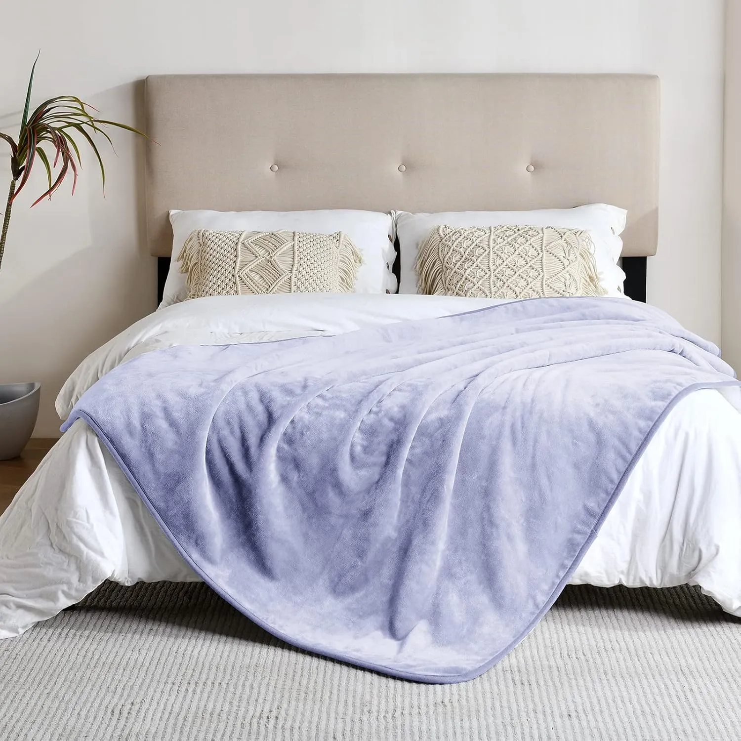 Waterproof Blanket for Bed Couch Sofa, Soft Liquid Pee Proof Pet Blanket for Dog Puppy Cat, Reversible Sherpa Fleece Furniture Protector (Lilac, 60x80 inches)