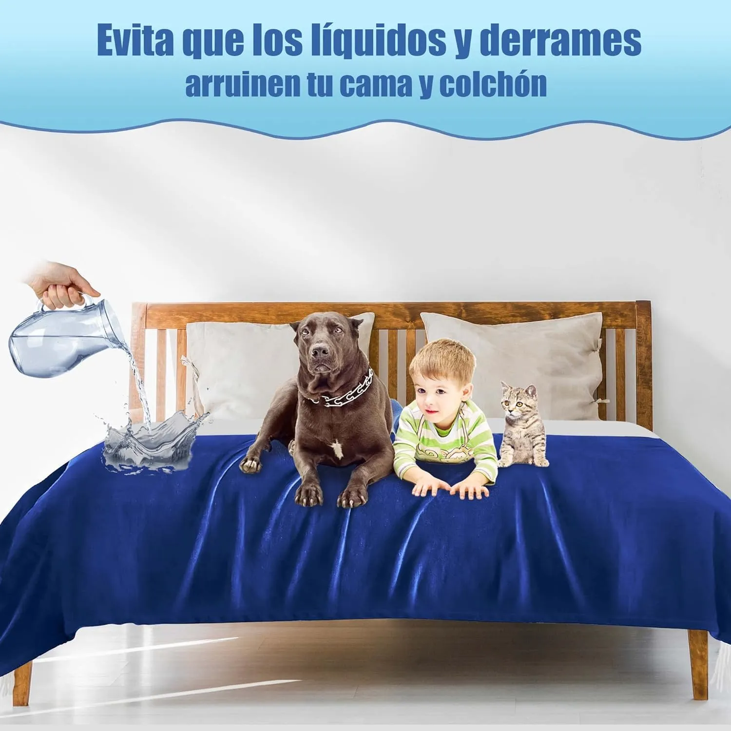 Waterproof Blanket Queen Size, Water Resistant, Water Proof, Stain Proof, Leakproof & Spill-Proof Flannel (Navy Blue & Abyss Green, 80x90)