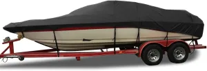 Waterproof Boat Cover, Heavy Duty 600D Marine Grade Oxford Waterproof Durable Tear Proof Boat Cover UV Resistant Cover, for V Hull, Fishing Boat,Black,25to27FT