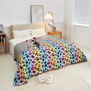 Waterproof Dog Bed Cover 52x82inch Reversible Pad Reusable Camping Mat for Kids/Pet/Dog/Cat Washable Geometric Embroidery Blanket Patchwork Rainbow Leopard Printed Gray