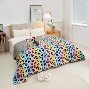 Waterproof Dog Bed Cover 68x82inch Reversible Pad Reusable Camping Mat for Kids/Pet/Dog/Cat Washable Geometric Embroidery Blanket Patchwork Rainbow Leopard Printed Gray