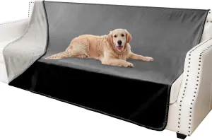 Waterproof Dog Blankets, Washable Pee Proof Pet Blanket for Couch, Soft Reversible Puppy Throw Furniture Protector Cover for Bed Sofa-52"x82",Black Lightgrey