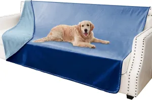 Waterproof Dog Blankets, Washable Pee Proof Pet Blanket for Couch, Soft Reversible Puppy Throw Furniture Protector Cover for Bed Sofa-52"x82",Navy Blue Stone Blue