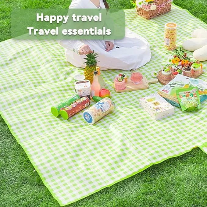 Waterproof Picnic Mat, Portable Camping Mat, Beach Mat, Foldable Waterproof Sand Mat with Straps for Outdoor Camping, Parties, Hiking, Traveling, Family Concerts (Green)