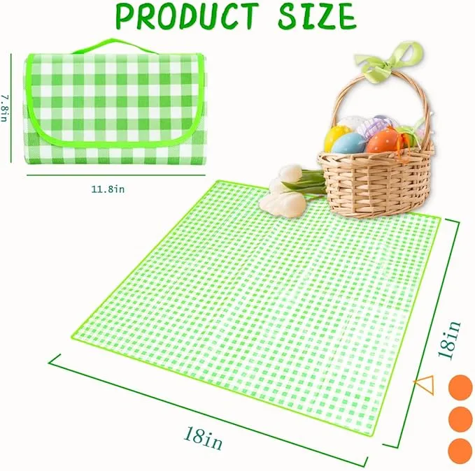 Waterproof Picnic Mat, Portable Camping Mat, Beach Mat, Foldable Waterproof Sand Mat with Straps for Outdoor Camping, Parties, Hiking, Traveling, Family Concerts (Green)