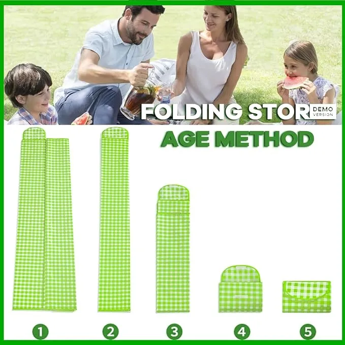 Waterproof Picnic Mat, Portable Camping Mat, Beach Mat, Foldable Waterproof Sand Mat with Straps for Outdoor Camping, Parties, Hiking, Traveling, Family Concerts (Green)