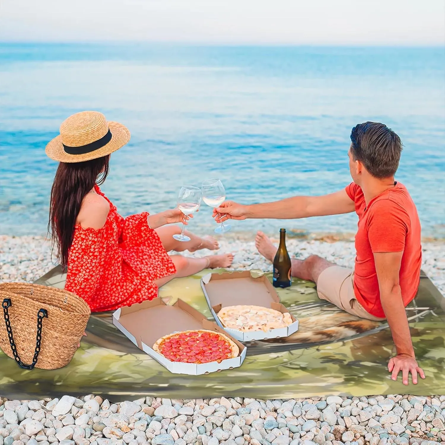 Waterproof Sandproof Beach Blanket with 4 Stakes Colorful Cat Hammock Outdoor Foldable Picnic Mat for Camping Hiking Music Festivals Quick Drying Cute Couple Gifts 68x59 in