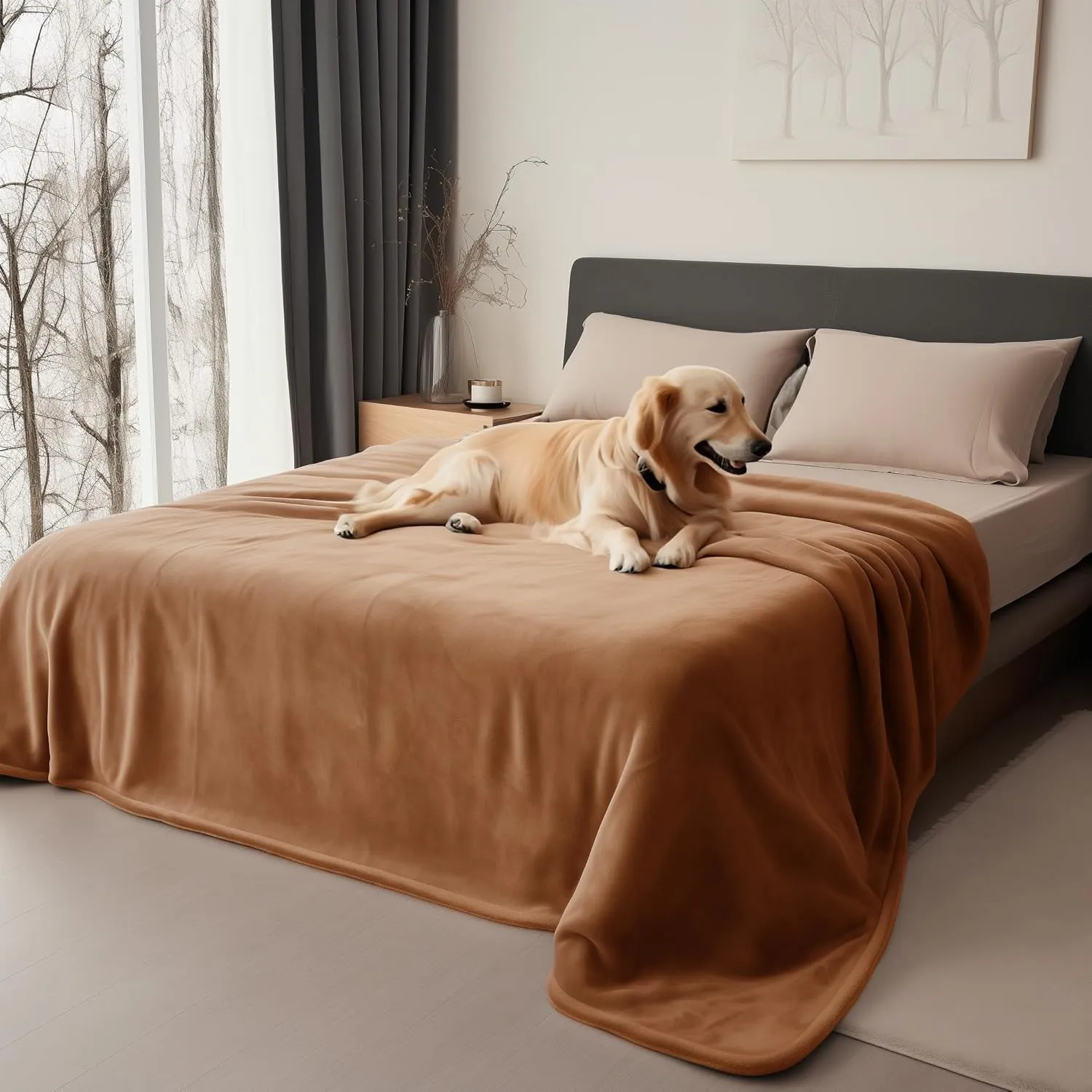 Waterproof Throw Blanket, Ultra-Soft, Water Resistant, Water Proof, Stain Proof, Leakproof & Spill-Proof Flannel Throw (Velvet Brown & Twilight Blue, 40x60)