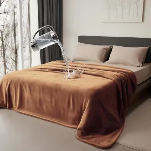 Waterproof Throw Blanket, Ultra-Soft, Water Resistant, Water Proof, Stain Proof, Leakproof & Spill-Proof Flannel Throw (Velvet Brown & Twilight Blue, 40x60)