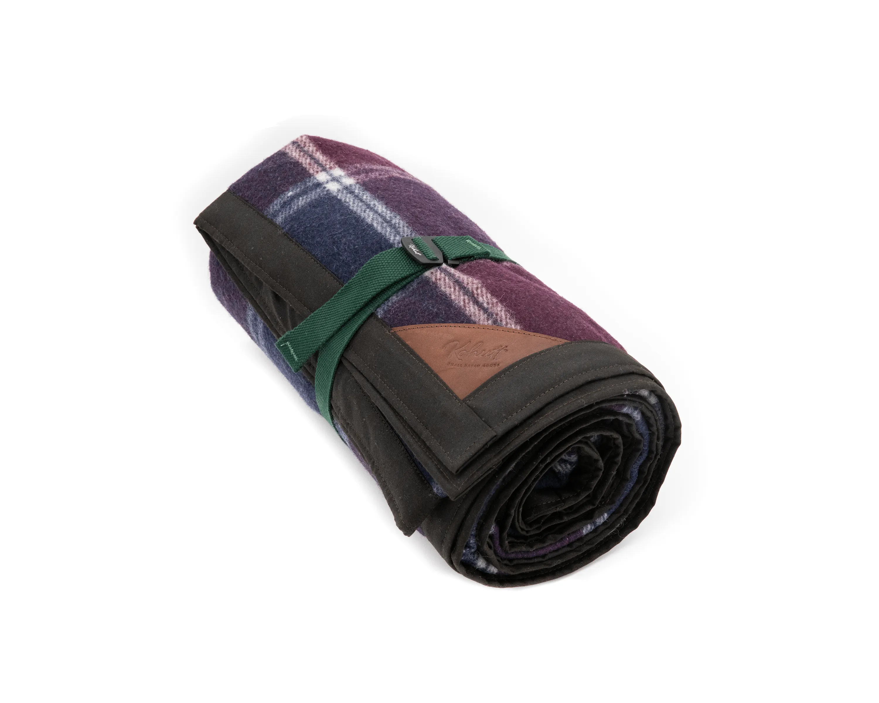 Waxed canvas & wool blanket in burgundy tartan