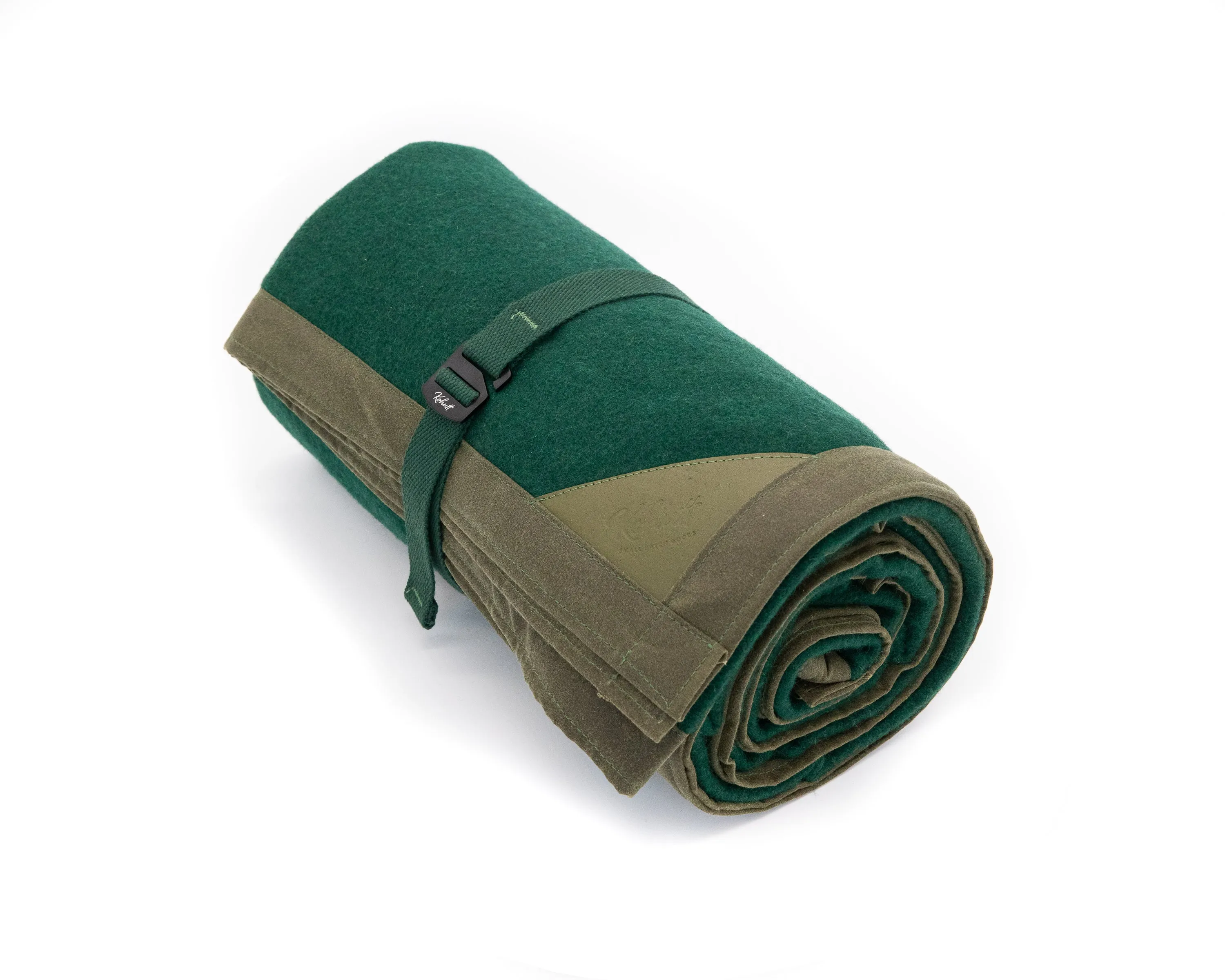 Waxed canvas & wool blanket in forest green