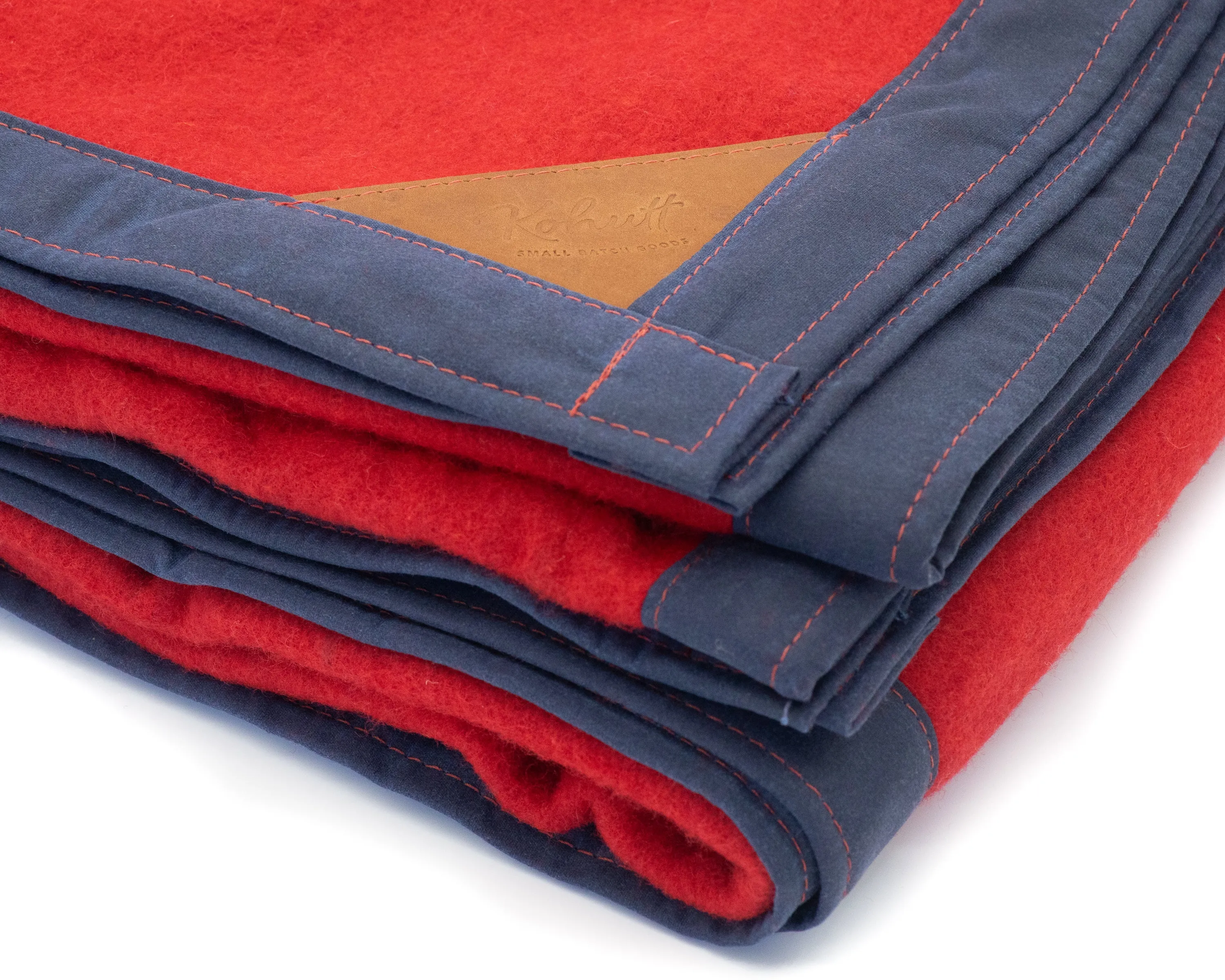 Waxed canvas & wool blanket in French navy & scarlet