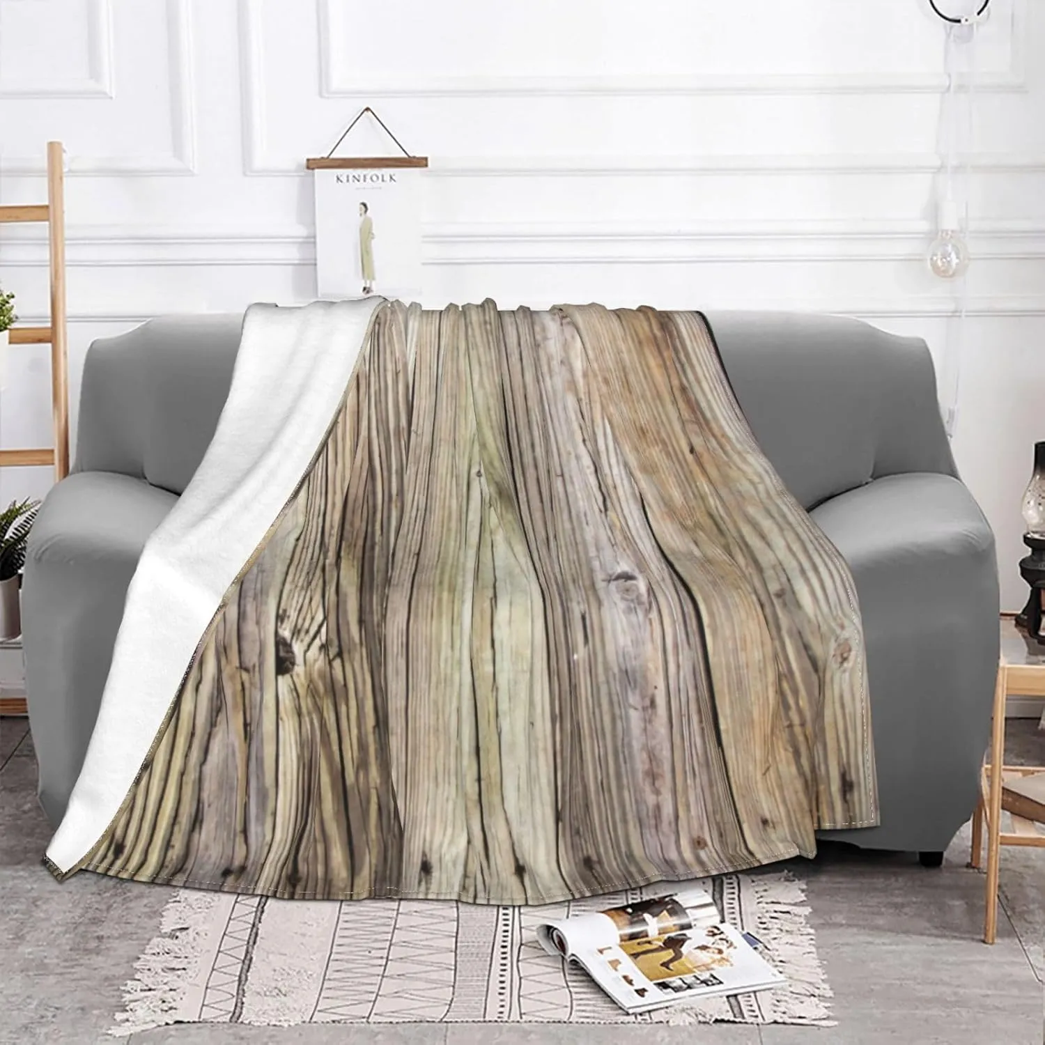 Weathered Wooden Boards with Rustic Patina 60"X50" Flannel Blanket - 100% Soft Polyester, Lightweight and Warm, Suitable for Families, Camping, Travel