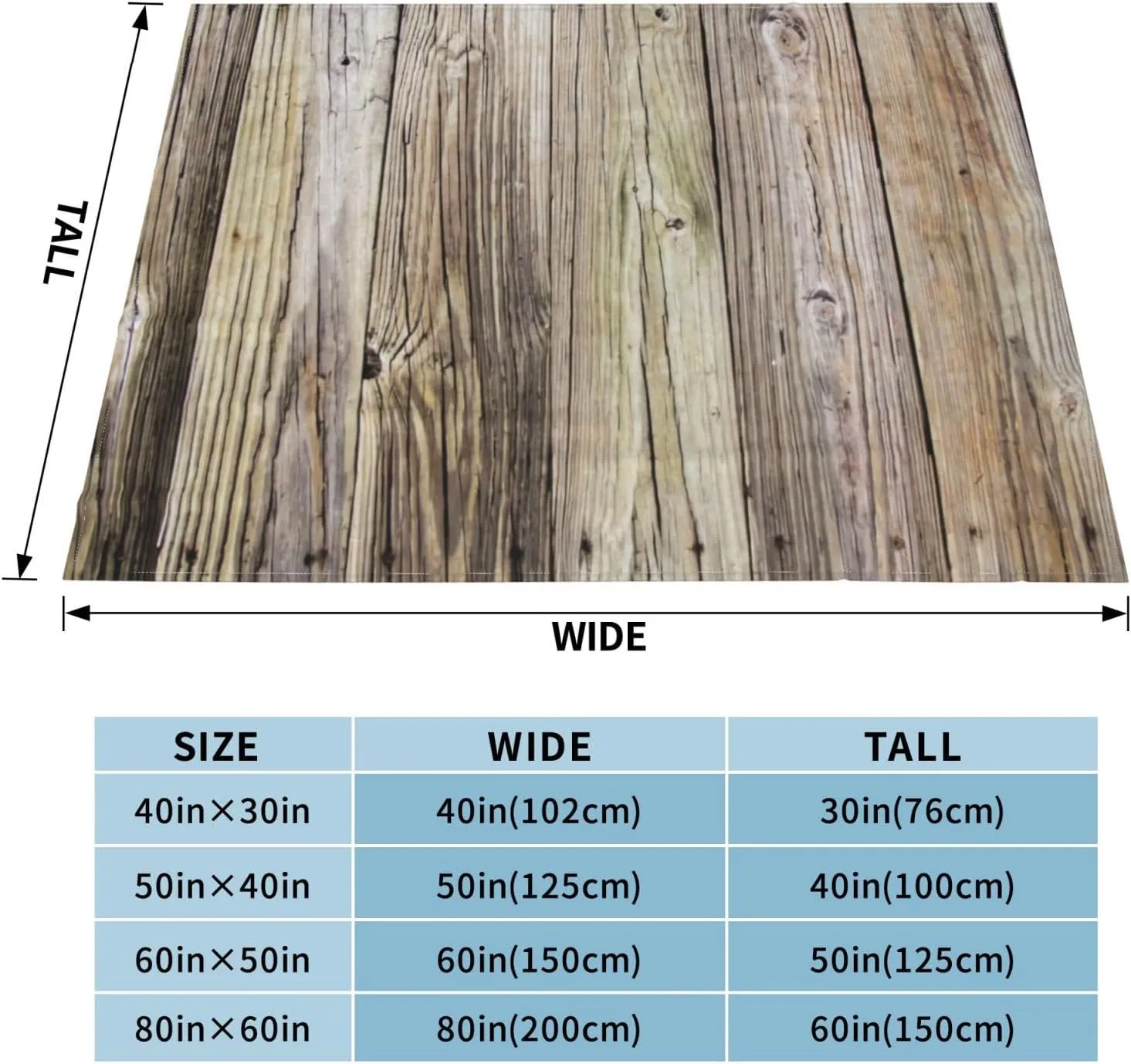Weathered Wooden Boards with Rustic Patina 60"X50" Flannel Blanket - 100% Soft Polyester, Lightweight and Warm, Suitable for Families, Camping, Travel