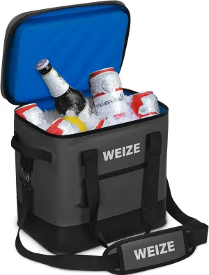 WEIZE Premium Deep Freeze Hard-Shell Cooler, Longer Ice Retention, 24 Can Portable Beach & Camping Cooler, Heavy-Duty Waterproof TPU Exterior & Seams, Crush-Proof Insulation, Leak-Proof Zipper