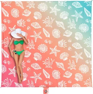 WEKAPO Beach Blanket Waterproof Sandproof & Sand-Free Beach Mat with Stakes & Built-in Storage Bag – Oversized, Extra Large, Perfect for Outdoor (Coral Sea Shells, 9 X 8 FT (1~6 Person))