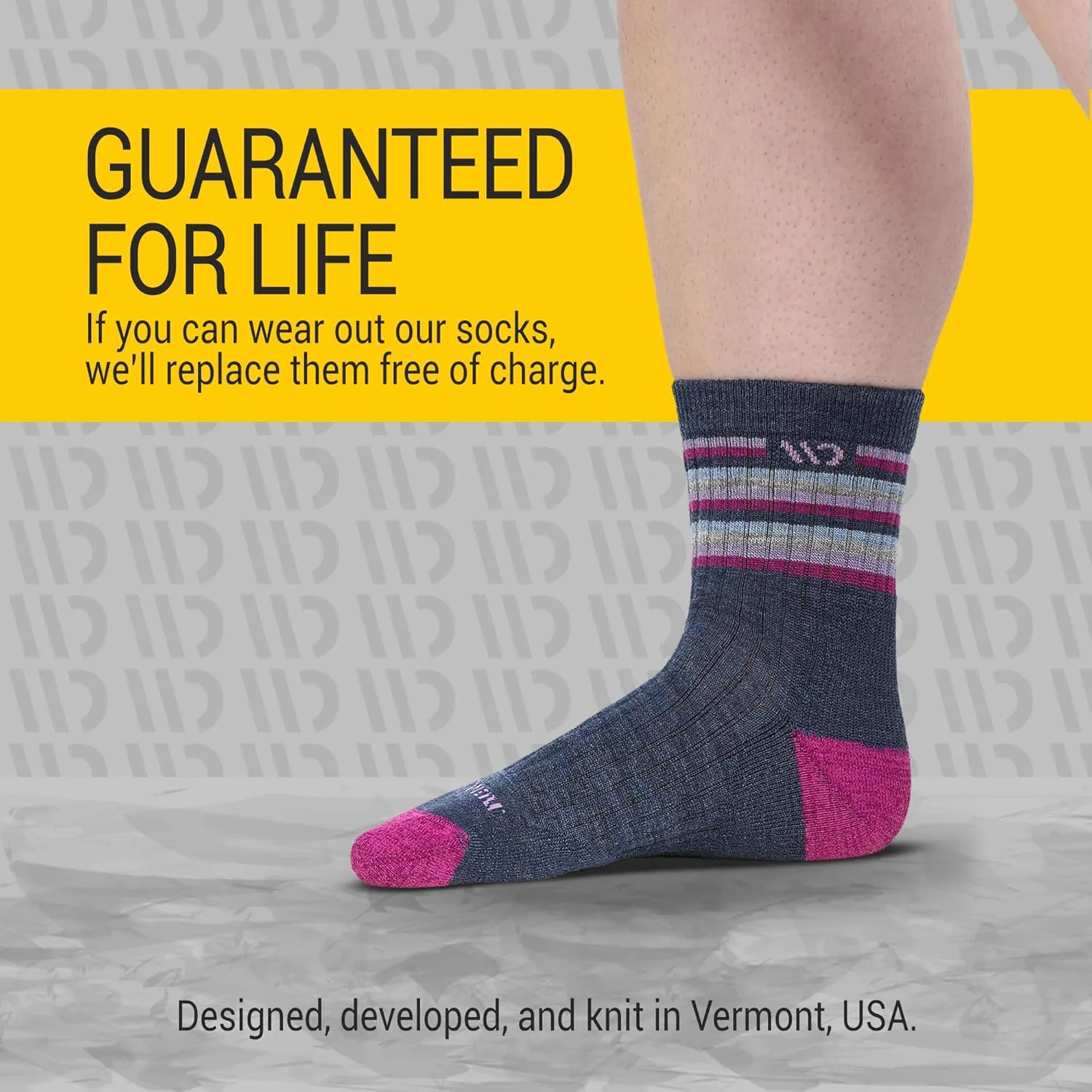 Wide Open Micro Crew Women's Merino Wool Socks - Multi Stripe Everyday Wide Ankle Socks for Wide Feet