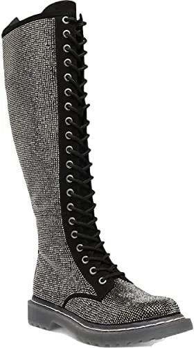 Wild Pair Womens Rylee 2 Knee High Combat & Lace-up Boots Black 5 Medium (B,M)