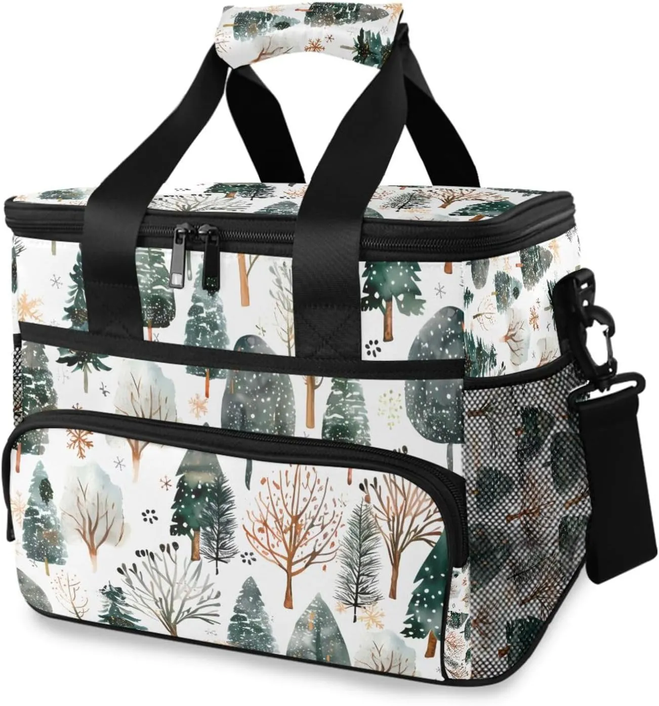 Winter Forest Cooler Bag Insulated Cooler Soft Sided Cooler 24 Can Portable Picnic Bag Large Leakproof Lunch Bag Box for Beach Grocery Camping Travel Car Men Women