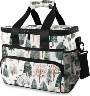 Winter Forest Cooler Bag Insulated Cooler Soft Sided Cooler 24 Can Portable Picnic Bag Large Leakproof Lunch Bag Box for Beach Grocery Camping Travel Car Men Women