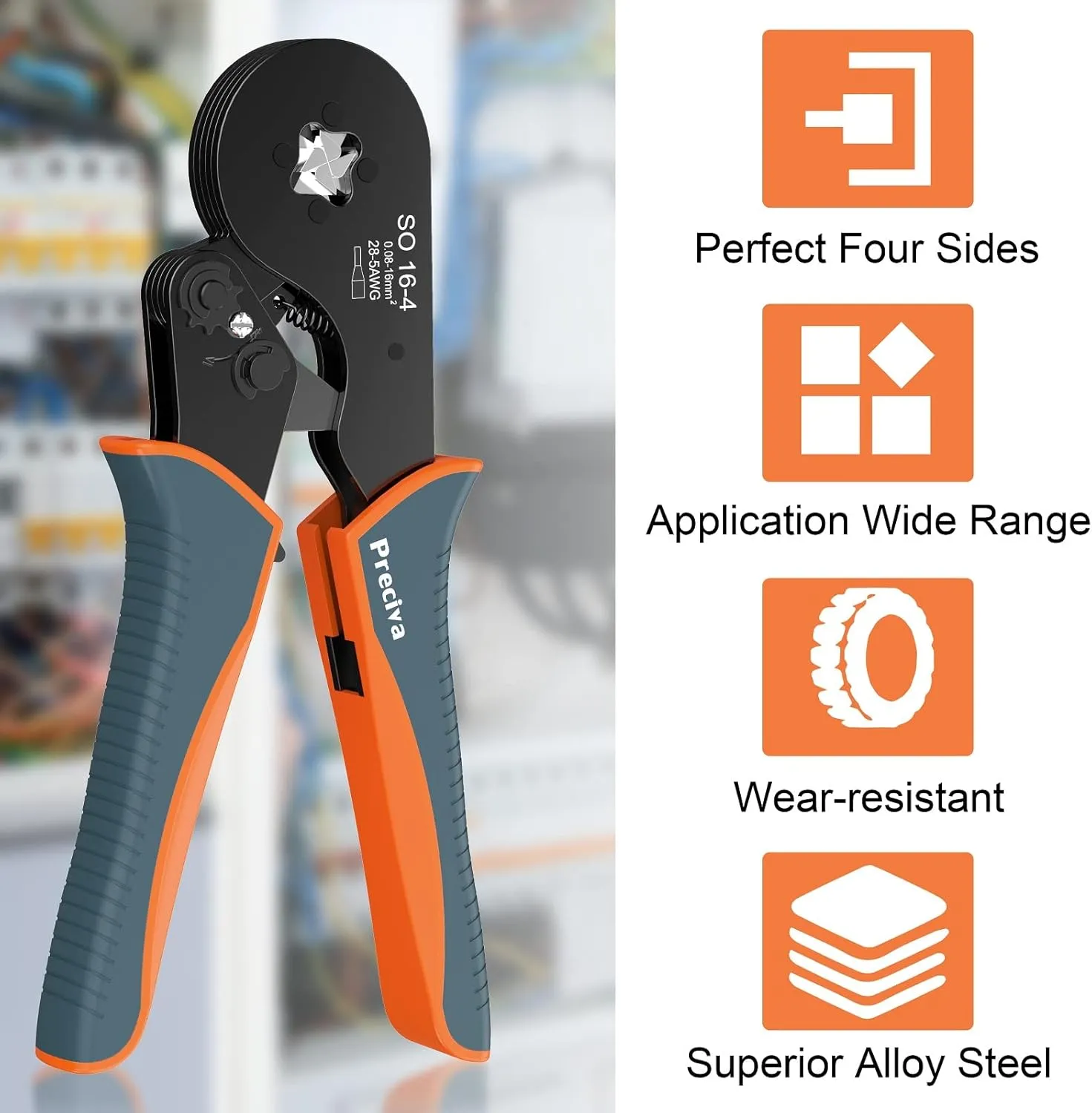 Wire Ferrule Crimping Tool, Preciva Square Jaw Wire Crimping Pliers AWG 28-5 Self-Adjustable Ratchat Ferrule Terminals Crimper for Wire Terminals Cables End-sleeves