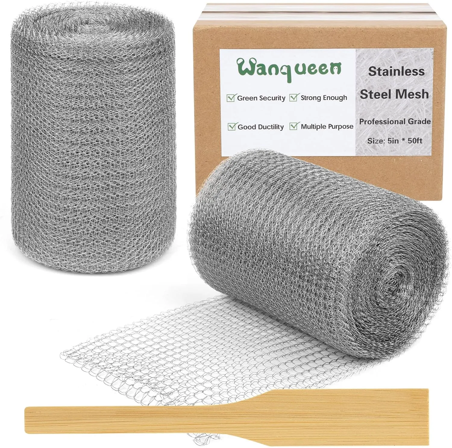 Wire Metal Mesh Roll for Mice Rat Rodent Repellent, 5" * 50Ft Stainless Steel Mesh for Gap Wall Hole Filler, Flexible Rodent Proof Wire Mesh for Garden and House