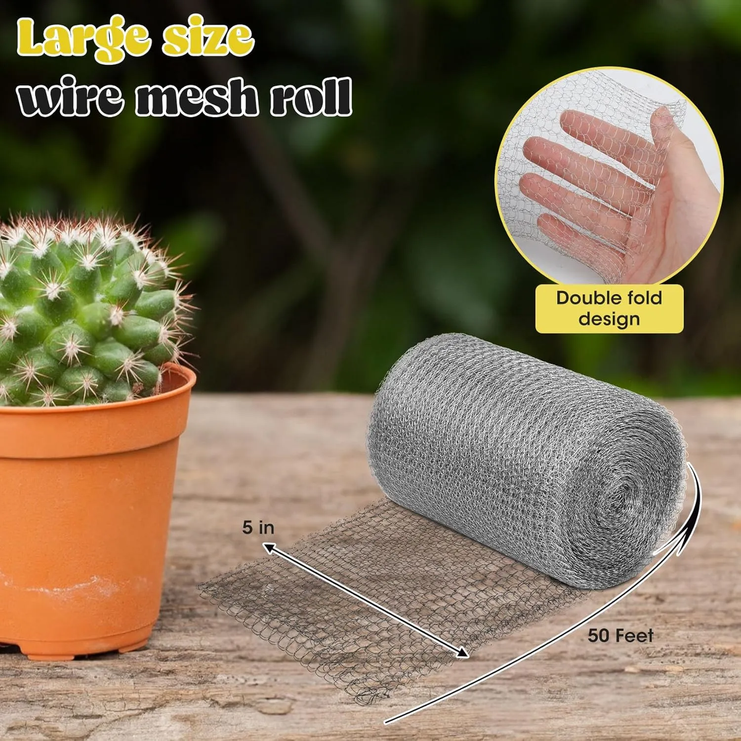 Wire Metal Mesh Roll for Mice Rat Rodent Repellent, 5" * 50Ft Stainless Steel Mesh for Gap Wall Hole Filler, Flexible Rodent Proof Wire Mesh for Garden and House