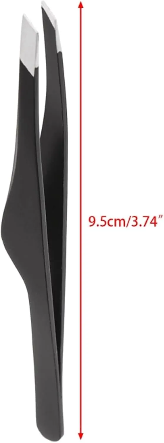 Women Eyebrow Tweezers Hair Beauty Slanted Stainless Steel Tweezer Tool (Black 1SIZE)