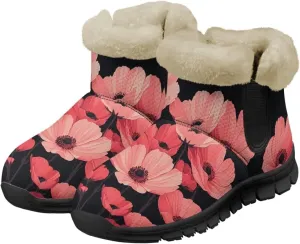 Women's Snow Boots Christmas Casual Winter Hiking Boots Comfy Lightweight Soft EVA Sole Anti-Skid Boots for Outdoor Indoor Travel US 6-12 Black Sole