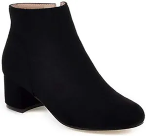 Women's Vegan Suede Dress Ankle Boots Round Toe Zipper Comfy Block Low Heel Booties Dressy Short Boot