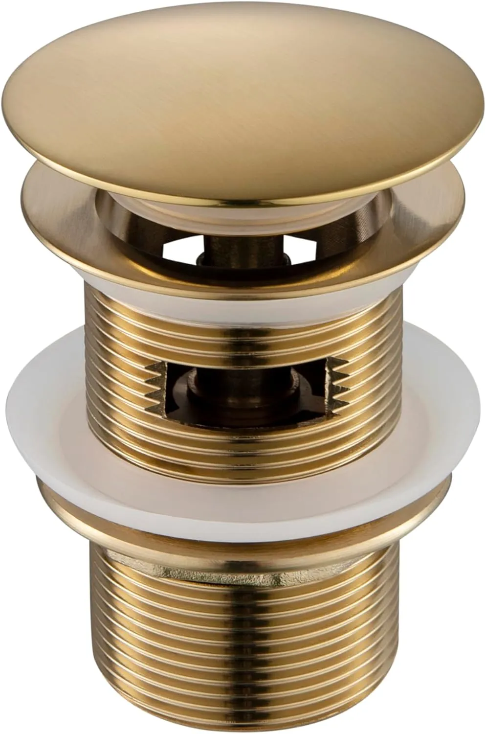 WOODBRIDGE Pop-up Drain for Freestanding Bathtub, with stainless steel Overflow, Brushed Gold Finish, Bathtub Drain Stopper Kit Fits Most Free Standing Tubs