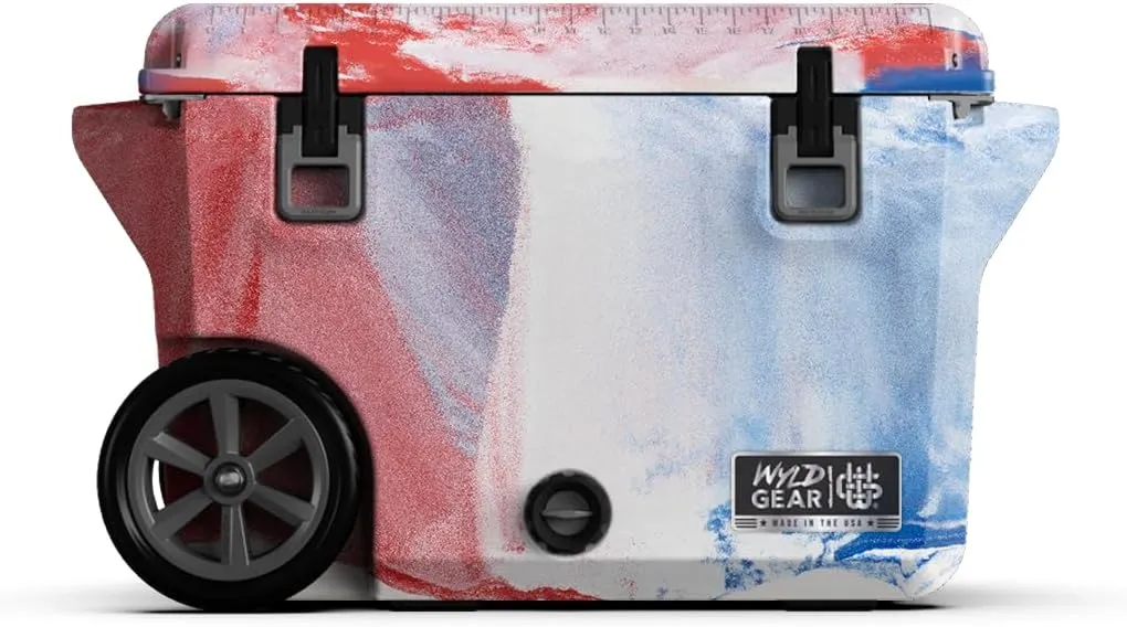 Wyld Gear 50qt Freedom Series Cooler with Wheels – Durable, High-Performance Ice Retention, Portable with Tow-and-Stow Handle – Ideal for Outdoor Adventures, Tailgating, and Camping