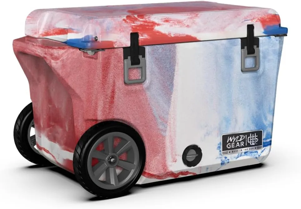 Wyld Gear 50qt Freedom Series Cooler with Wheels – Durable, High-Performance Ice Retention, Portable with Tow-and-Stow Handle – Ideal for Outdoor Adventures, Tailgating, and Camping