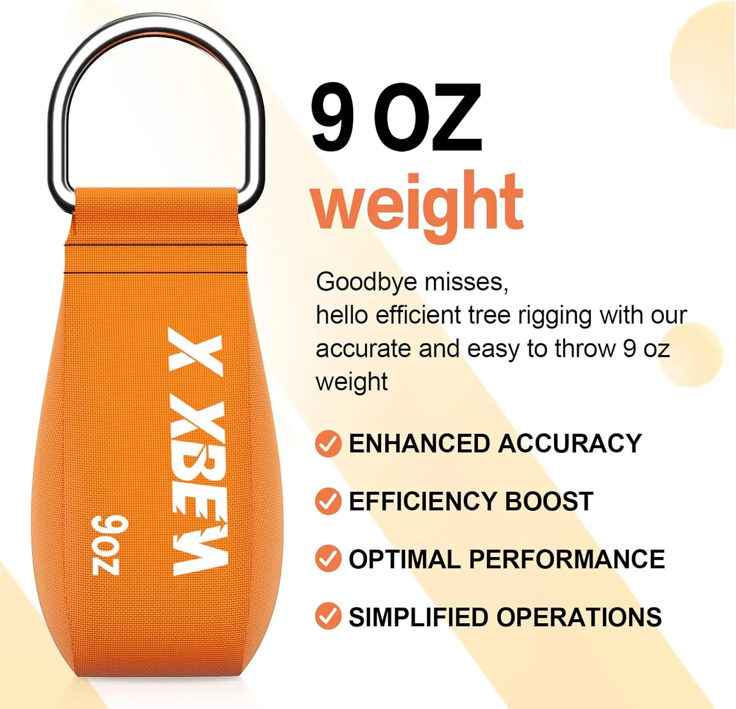 XBEN Arborist Throw Line Kit – 150ft Slick Rope & 9/11/15oz Throw Weight – Reflective Storage Bag – for Tree Climbing, Trimming, Camping – High/Low Limb Rigging – 200LB Tensile Strength