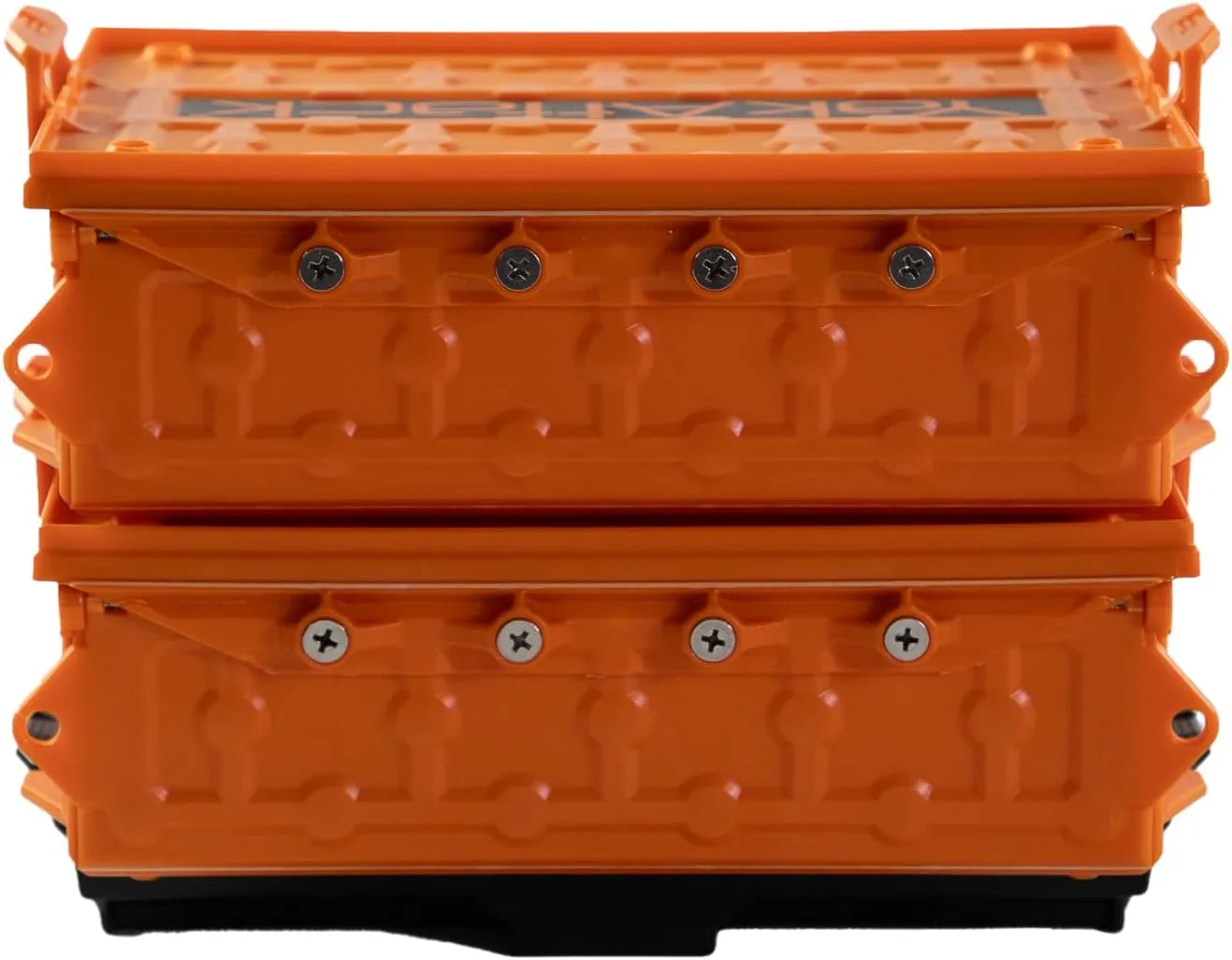 YakAttack TracPak Orange Combo Kit – 2 Stackable Kayak Storage Boxes with Quick Release Track Mount Base | Kayak Crate System for Fishing Gear & Tackle Accessories | Compact Kayaking Storage Box