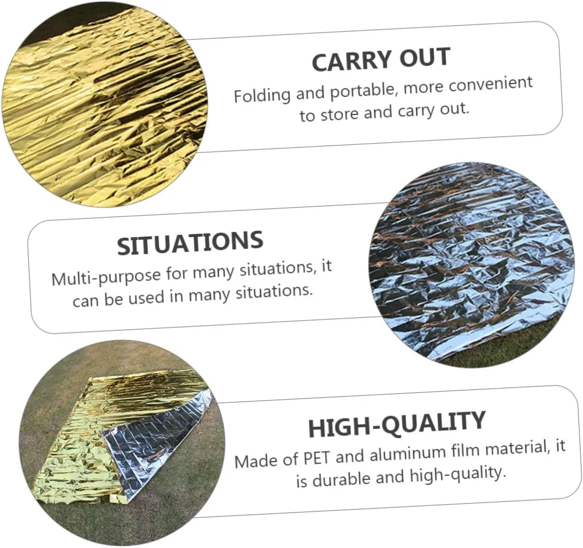 YARNOW Insulation Blanket Camping Blanket Heavy Weighted Blanket Outdoor Blanket Area Rugs Sun Polar Foil