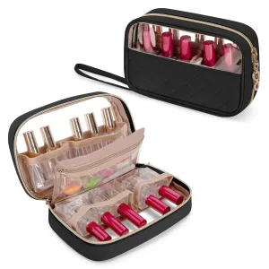 Yarwo 𝟐𝟎𝟐𝟓 𝐍𝐄𝐖 Nail Polish Organizer Holds 10 Bottles (15ml/0.5 fl.oz), Nail Polish Travel Bag with Visible Window, Multifunctional Nail Art Carrying Case for Manicure Kit, Black (Bag Only)