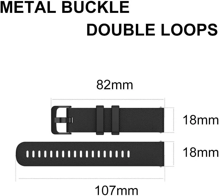 Yeejok 18mm Watch Bands Compatible for Fossil Women's Gen 5E 42mm /Gen 4 Q Venture HR/Garmin Vivoactive 4S, Quick Released Metal Mesh Woven Band   Sport Slicone Strap, Black Gray