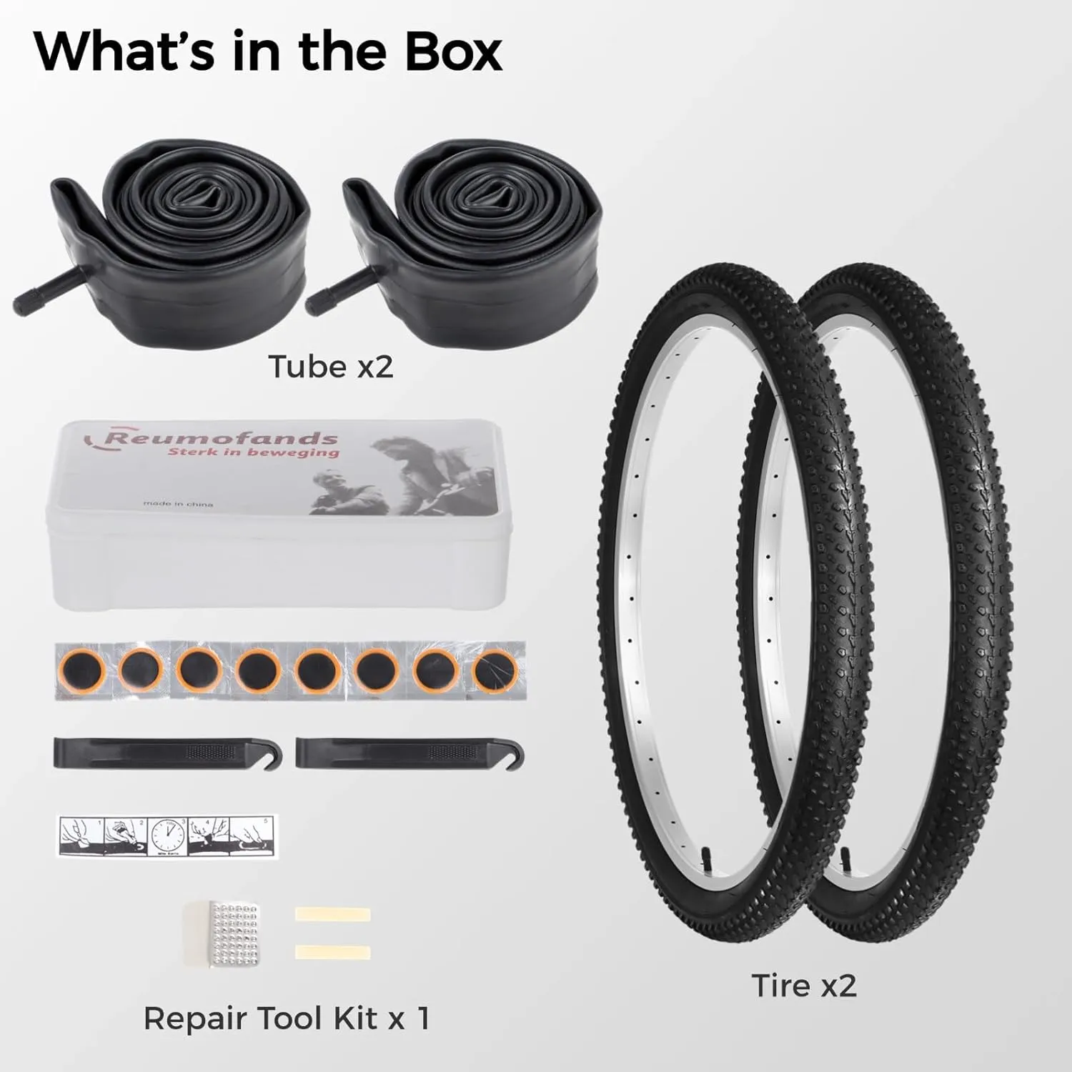 yeesport 20/24/26/27.5x1.95/2.125" Bike Tire and Tube Set, 2 Pack 20/24/26inch Bicycle Tires & Bike Tubes Schrader Valve, Puncture-Resistant Mountain Bike Tire
