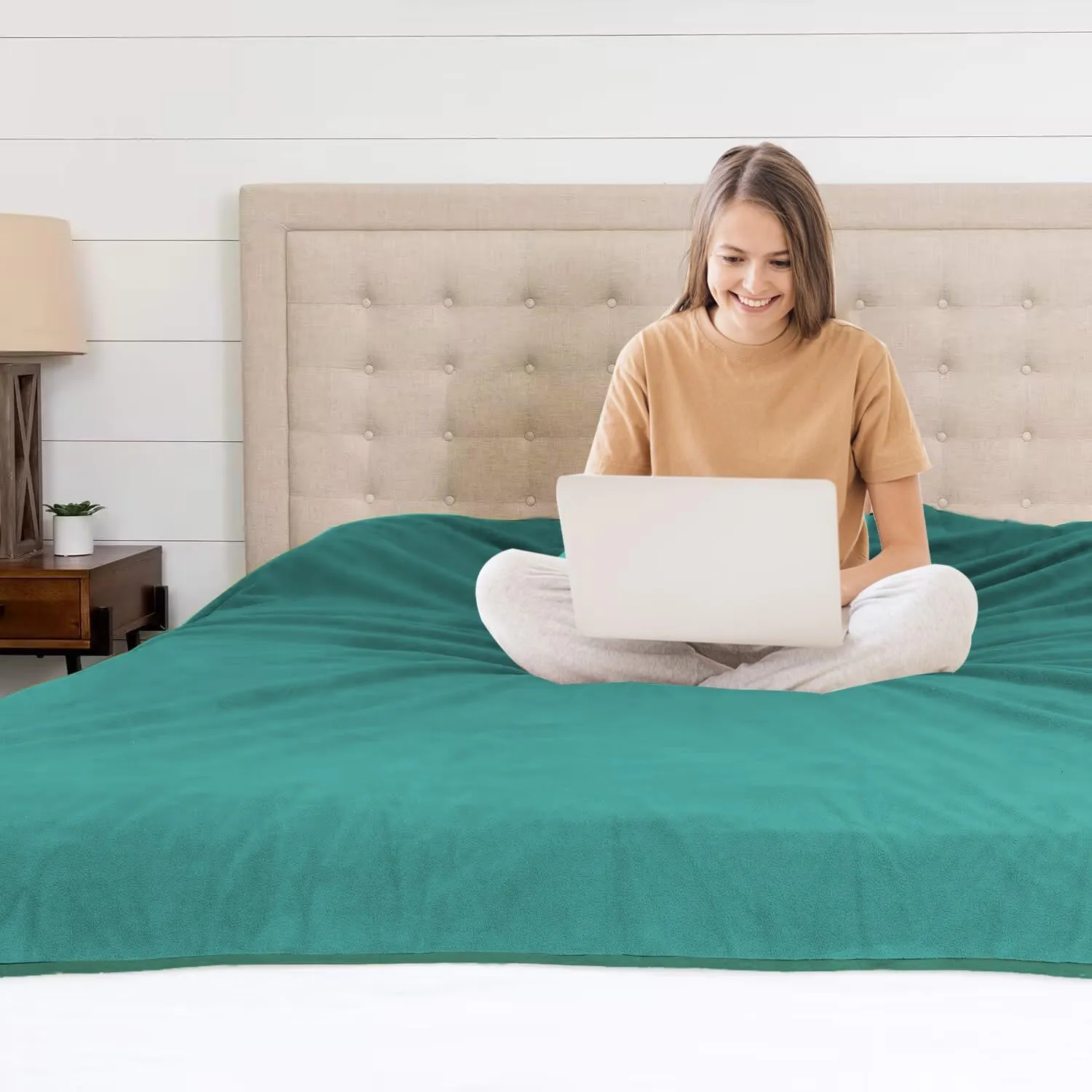 YISURE Queen Size Waterproof Blanket for Bed, 80"x60", Comfort, Reversible & Washable for Couch Sofa Bed (Aqua/Turquoise)