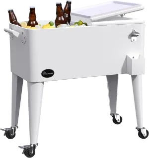 YITAHOME 80 Quart Patio Cooler Cart with Bottle Opener Drainage, Portable Rolling Beverage Cart for Pool Deck Party Cookouts