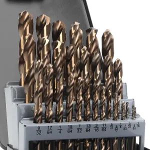 YOUGFIN Cobalt Drill Bit Set for Hardened Steel- 29 Pcs M35 Metal Drill Bits 1/16 inch-1/2 inch, Twist Jobber Drill Bit for Stainless Steel, Cast Iron and Wood Plastic with Indexed Storage Case