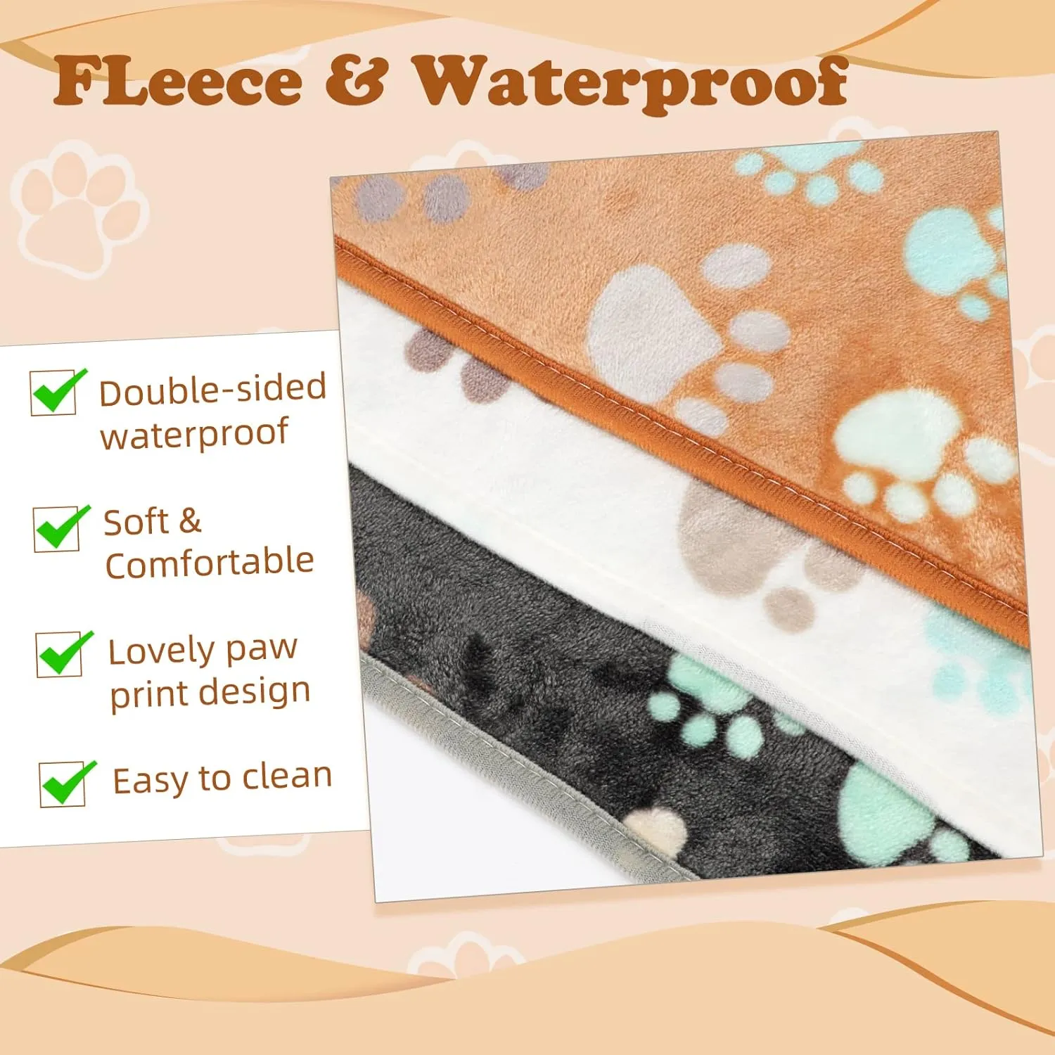 YUEPET Waterproof Guinea Pig Blankets Washable 3 Pack Small Animal Fleece Cage Liners Pet Soft Sleep Mat Pad Cover Warm Flannel Throw for Hamster Guinea Pig Rabbit Chinchilla Hedgehog Ferret 48"×24"